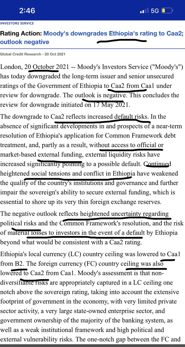 henokgabisa's tweet photo. ETHIOPIA’s CREDIT RATING DOWNGRADED AGAIN!

IMPLICATIONS:

1. No access to external funding. No new agreed concessional funding!

2. Higher chances of Liquidity risks!

A nation that is run by criminal is doomed to go BANKRUPT

Biyyi Obbo Abiy Ahmed karaarutti jirti

#ITTI_MUDDI https://t.co/cPDRT5AkKH
