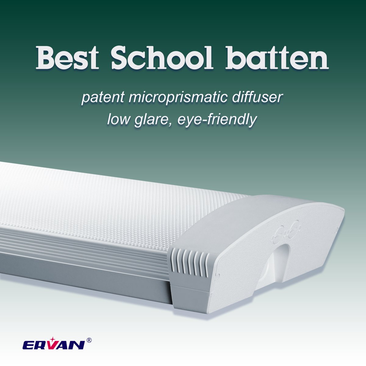ERVAN #IP44batten is a very calssic design of LED linear luminaire, fantastic light uniformity thanks to it's patent low glare #microprismatic diffuser, easy wiring with 5 terminal connectors for 5x2.5 through wiring, <a href="/schoollighting/">school lighting</a> @classroomlighting    ervan.cn/download/Linea…