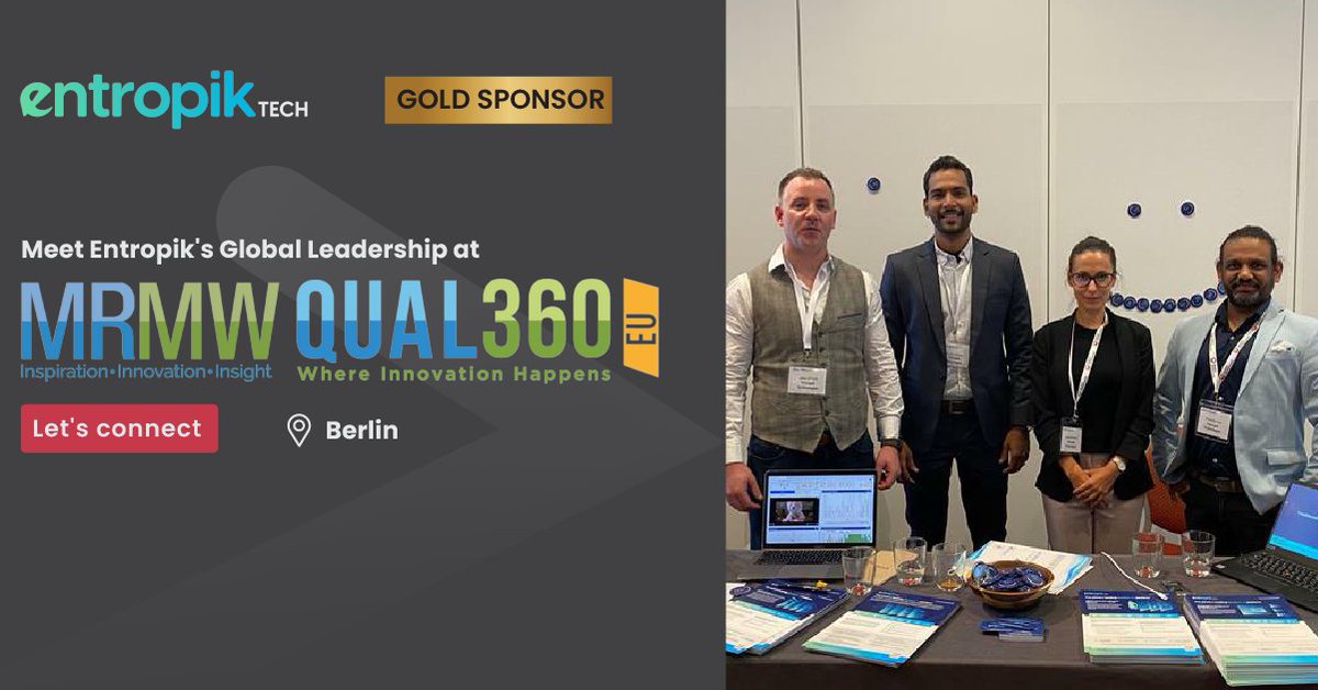 entropik_io's tweet image. Meet our global leadership team: Stefka Mihaylova, James O&apos;Toole, Devdutt Manay &amp;amp;Himanshu Gaur, at the #MRMW #Qual360, Berlin. @stefkaDraganova @Dev1312 @JamesOTooleEnt1 @uhs_nam_ih 
 
#HumanizingExperiences #FutureofAI #mrmweurope
@rkambastha @ProductRambler @TinnaManoj