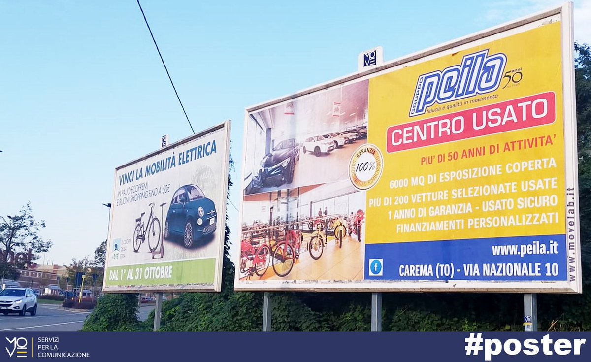 moveadv's tweet photo. Gruppo Peila di Carema in provincia di Torino, specializzato in automobili, promuove la garanzia soddisfatti o rimborsati sull'usato con la pubblicità esterna Move in provincia di Biella
#peila #arredourbano #poster #ooh #dooh #comunicazione #Moveadv #pubblicità #cartellistradali https://t.co/jNfY1ALEJy