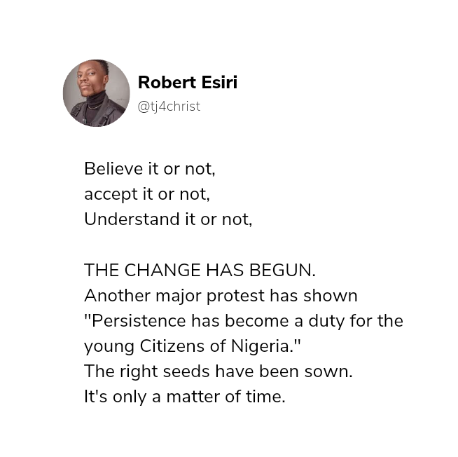 Tj4Christ_'s tweet photo. #EndSARSMemorial #EndSARS 
#EndBadGovernanceinNIGERIA https://t.co/bCNNuC6zTX