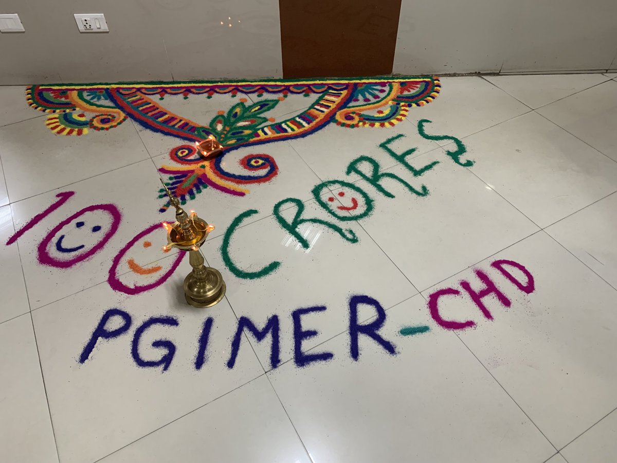 PGIMER, Chandigarh celebrated historic milestone, administering 100 crore vaccines creating a unique record towards saving the humanity from deadly Covid 19 virus. Congratulations  to PMO and MoHFW. ⁦<a href="/mansukhmandviya/">Dr Mansukh Mandaviya</a>⁩ <a href="/MoHFW_INDIA/">Ministry of Health</a>⁩ ⁦<a href="/narendramodi/">Narendra Modi</a>⁩