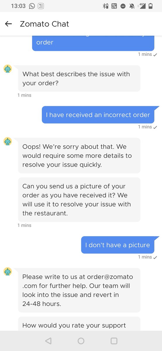 yakohj's tweet photo. @deepigoyal please at least send people the right food that is packed properly. If you can't at least make sure your chat support responds in anything but bot replies. @zomatoin 
#ZomatoIssue https://t.co/5SblFuTJ00