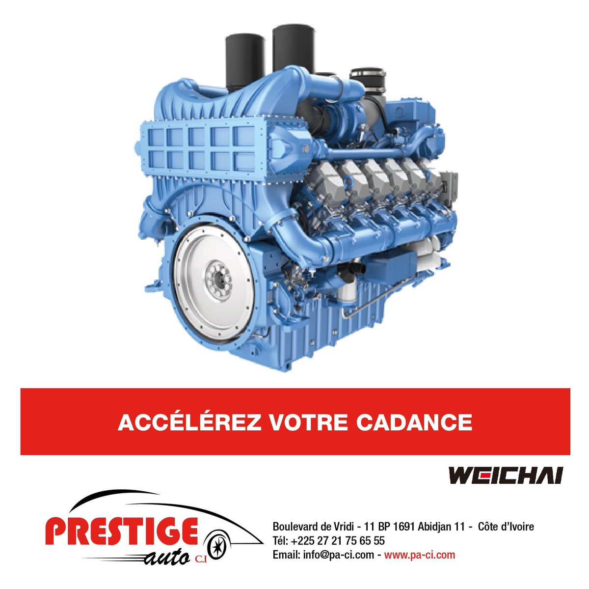 PrestigeAutoCi's tweet photo. ✅MOTEUR WEICHAI
Amplifiez votre puissance.
-----
+225 27 21 75 65 55
info@pa-ci.com - https://t.co/9oOLTqX5dV
-----
#prestigeautoci #concessionnaireauto https://t.co/8D3HLh1YrS
