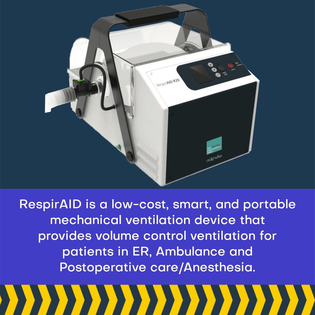 RespirAID is a portable mechanical ventilation device that provides volume controlled positive pressure ventilation to patients during emergencies, casualty, transport ventilation, ambulances and post operative care. . . . #DesignImpactIndia #DesignImpactMovement #innovation