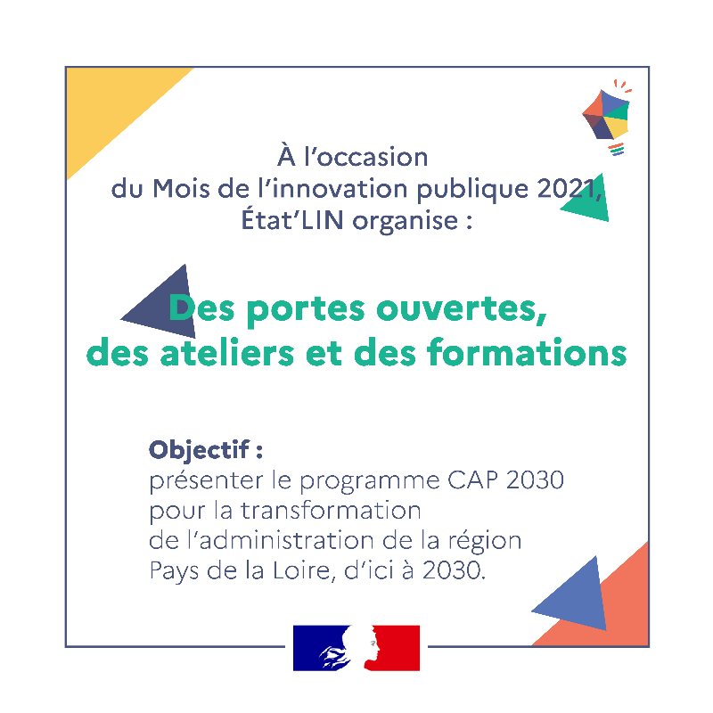 _DITP's tweet photo. Le #Moisdelinnovationpublique c'est l'occasion de donner de la visibilité à vos projets d’innovation publique ! Comme #EtatLIN, les labs d'innovation publique se mobilisent partout en France. Référencez votre événement sur le site de la @_DITP 👉https://t.co/pjw9kYmxI3