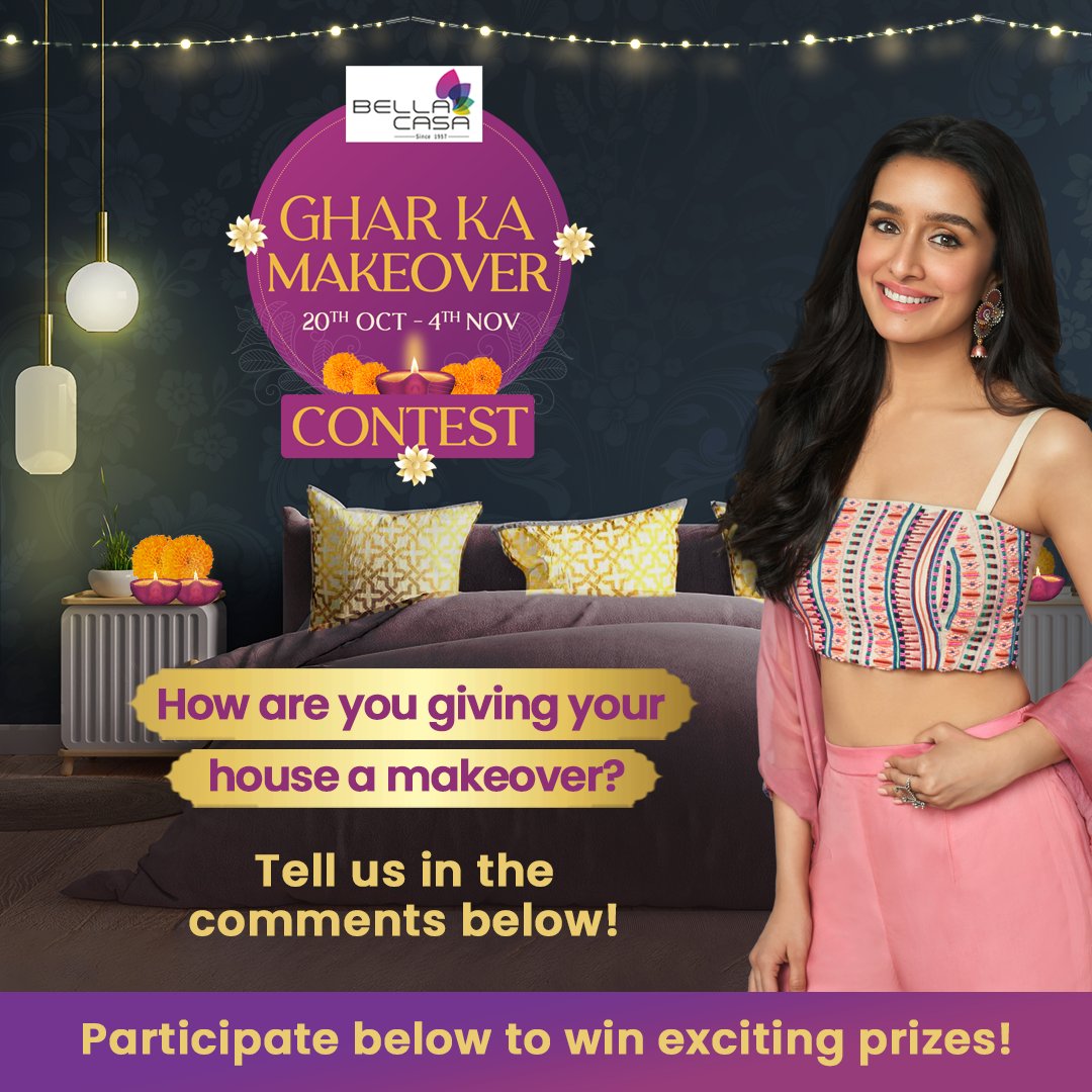 BellacasaF's tweet photo. #ContestAlert 🥳

To participate, here's what you have to do:

1. Follow us on Instagram and like #BellaCasa on Facebook.
2. Tag 3 friends in the comments below.
3. Tell us in the comments below how you are doing your #GharKaMakeover 

Contest ends on, 24th November, 2021. https://t.co/sZY63t3gPX