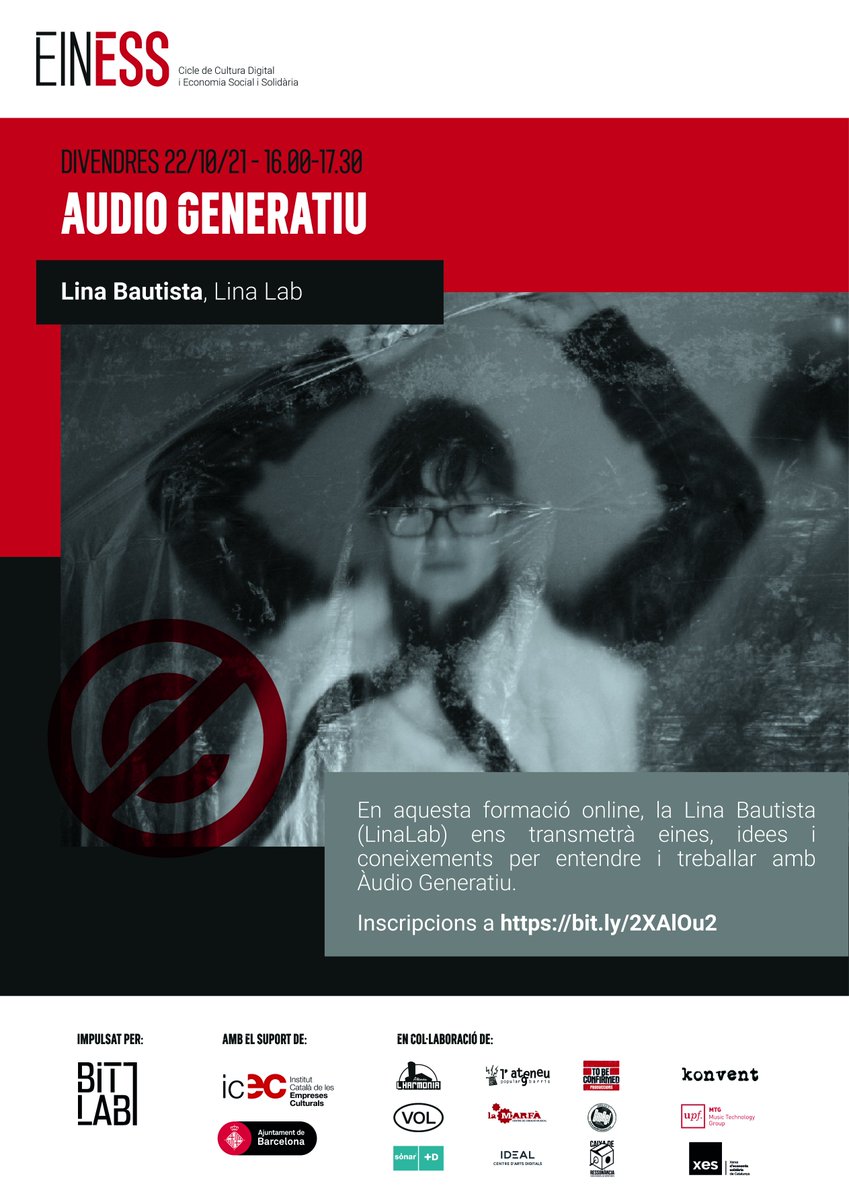 Què és l'àudio generatiu? Vols saber-ne més?

En aquesta formació online, la @linalab ens transmetrà eines, idees i coneixements per entendre i treballar amb Àudio Generatiu.

Inscripció : bit.ly/2XAlOu2

#CicleEinESS #SomEinESS #TardorTrasnformadora