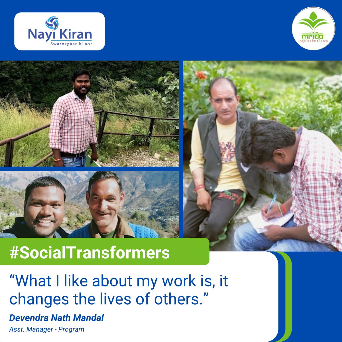 For Devendra, it’s the sight of transforming the lives of others as one of Mrida Group's #SocialTransformers that makes him happy.
.
.
#nayikiran #uttarakhand #thdcindia #teammrida #intervention #teammrida #socialtransformers #agriculturalinterventions #transformers