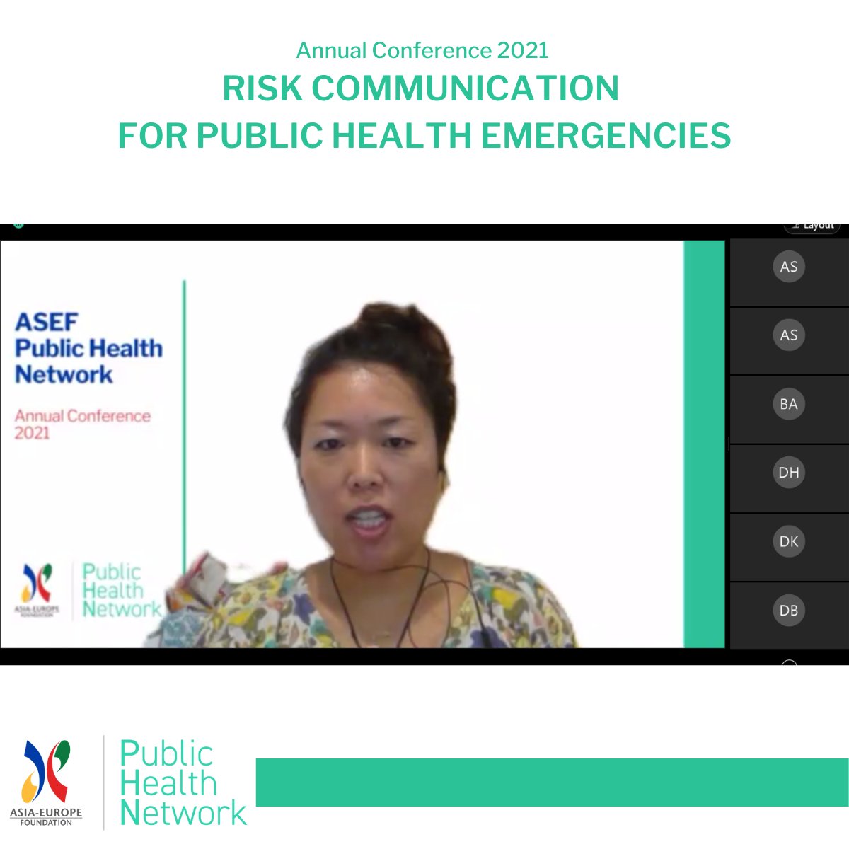 ASEF_PHN's tweet photo. Riko KIMOTO, Manager for International #PublicHealth, #Sustainable Development & Public Health Department @ASEF_PHN at @aseforg opening the Day 3 of the #ASEFRiskComm conference: How can we increase “#vaccine confidence”? https://t.co/ayVpcmoxxf