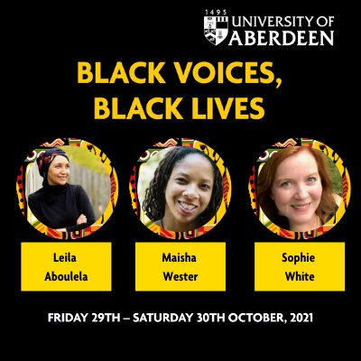 Come along to see three excellent speakers talk about black voices and the expression of black experience on 29th - 30th October. Book individual events here: abdn.ac.uk/events/bhm/ind… 
#BlackHistoryMonth