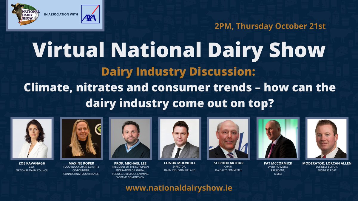 The Dairy Industry Discussion is happening at 2PM today as part of the National Dairy Show

This will be an enlightening discussion about how the dairy industry can come out on top. Topics include clime, nitrates &amp; consumer trends

Join FREE: bit.ly/30O1LJN

#NDS2021