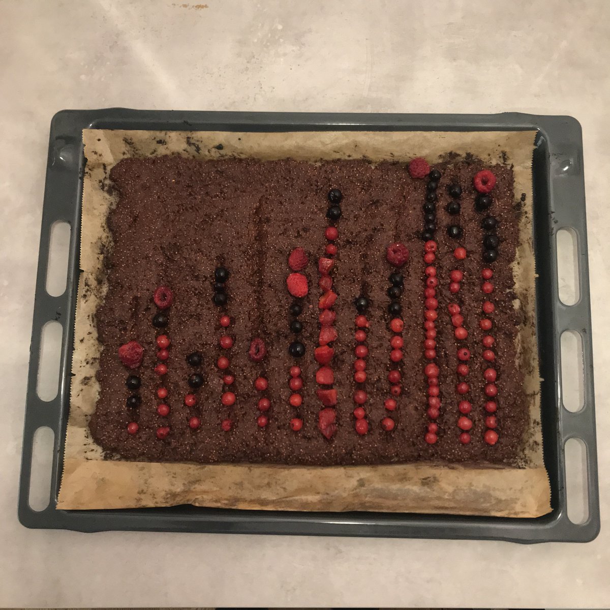 Last week, I joined the Immunization Unit <a href="/rki_de/">Robert Koch-Institut</a>, was entrusted w/ its intensified diphtheria surveillance, and learned about its “Thursday is cake day” tradition. Today, I bring this for my debut: brownies with all notified cases of Diphtheria in Germany 2009-2020. #EpiCake 1/2
