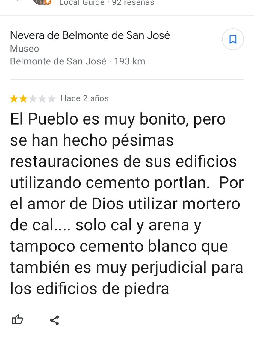 Costoombrismo's tweet photo. Hay un señor que va a Google reseñas a criticar CEMENTOS. https://t.co/yZvoowqPbE