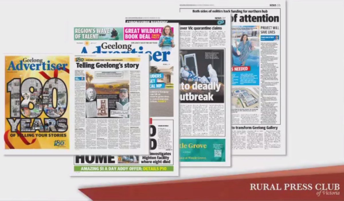 MEDIA OUTLET OF THE YEAR  
Winner: Geelong Advertiser
In its 180th year, Geelong Advertiser showed why it is still a powerhouse of local reporting, finding causes to champion and news to break, all maintaining that local angle. #RPCVawards