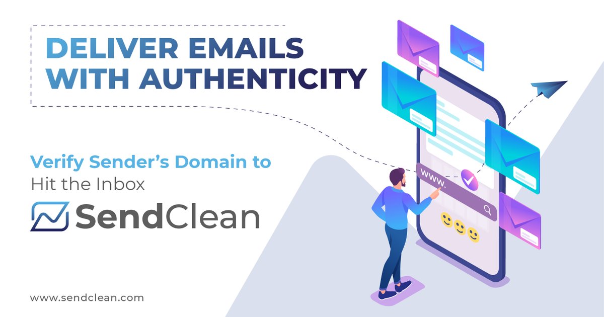 Beware of the email gatekeepers from ‘blocking your emails’ or marking them as ‘spam’. Verify your 'Domain Name' for a hassle-free email delivery right into your customer’s inbox. Sign up: sendclean.com/email-marketin… #SendCleanEmailTips #DomainVerification #BestPractices #SendClean