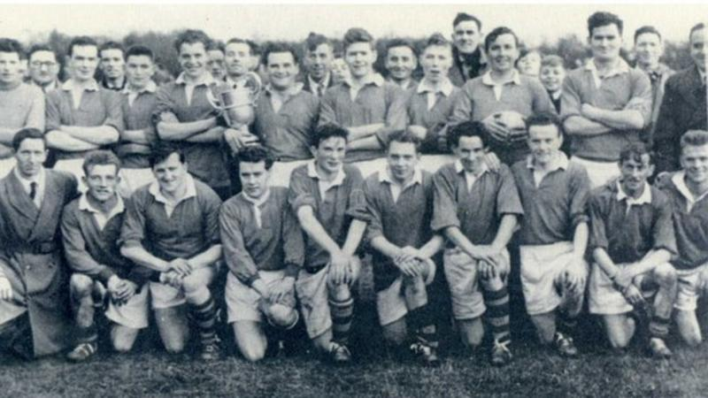 TyroneGAAOTD's tweet photo. October 21st 1956. 
Dungannon defeat Clonoe 2-6 to 1-5 in the Tyrone SFC Final at Pomeroy. 
This was the 10th time the Clarkes had claimed the O'Neill County Cup and it extended their lead at the head of the Roll of Honour to 4 titles, ahead of nearest challengers Coalisland on 6 https://t.co/z5I8LT4sze