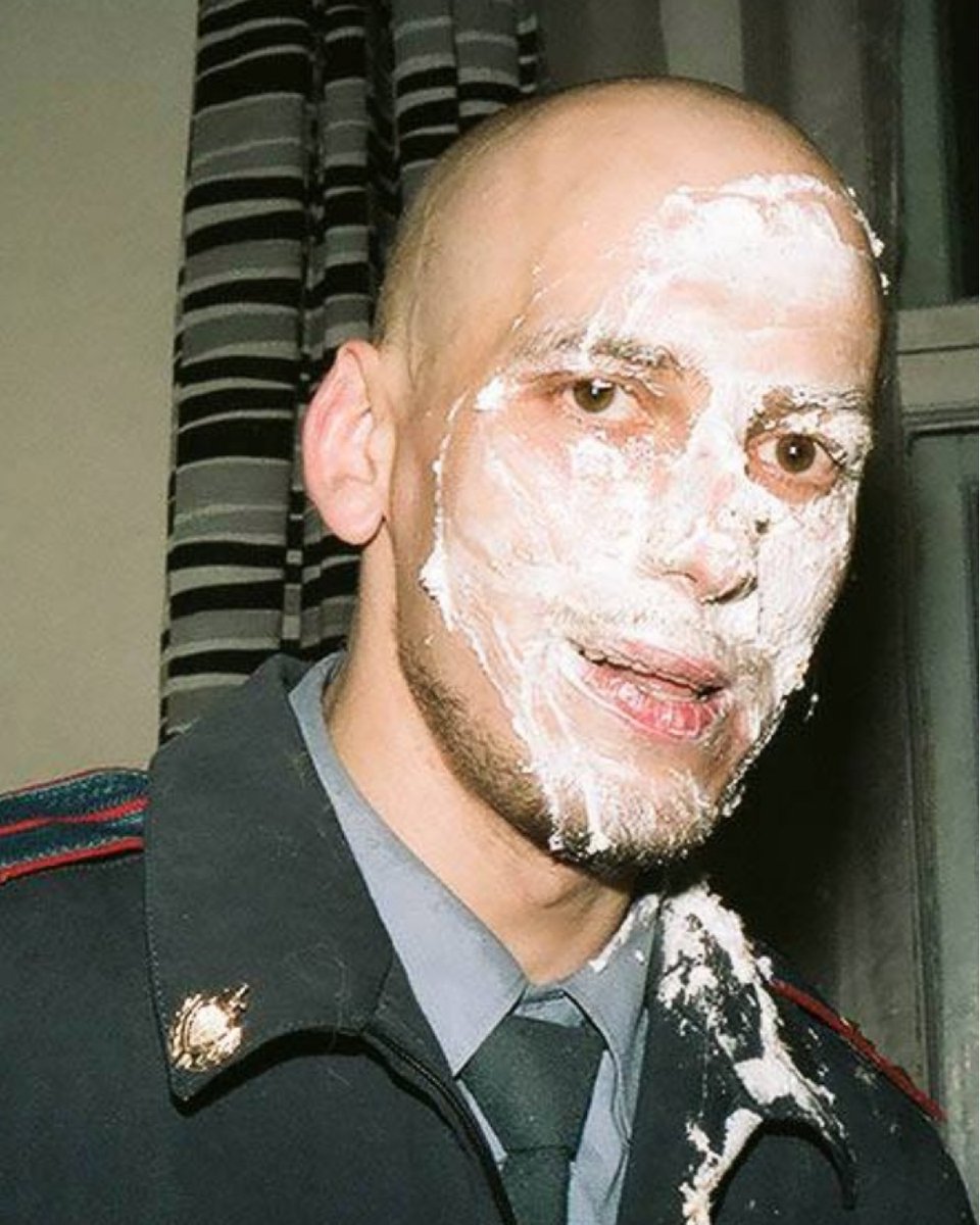 artyomgo's tweet photo. That's me in my old russian police uniform after pie fight. But in general I identify myself as a digital artist. If you scroll through Twitter until 2011, you'll see my path to that, it's funny. BUT PLS DON'T DO THIS. https://t.co/yfrSYsFPyT