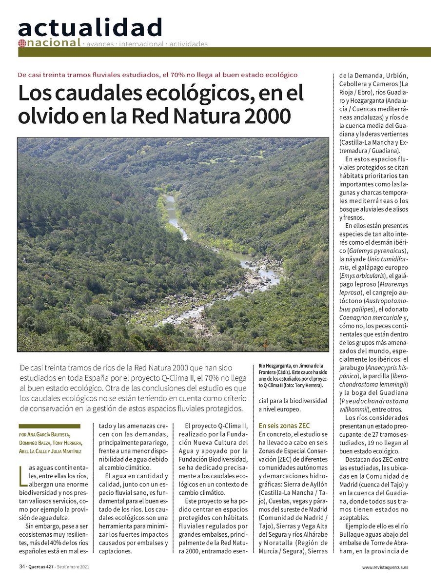 La <a href="/RevistaQuercus/">Quercus</a> nos ha publicado un artículo del proyecto <a href="/Q_CLIMA/">Q_CLIMA</a> sobre caudales ecológicos 💦 en la Red Natura 2000 🌲🌻🐿️
fnca.eu/biblioteca-del…
#DivulgaciónAgua #CaudalesEcológicos
@TonyHerrera8 <a href="/Juliamarfer/">Julia Martinez</a> <a href="/Cirefluvial/">Centro Ibérico de Restauración Fluvial - CIREF</a> <a href="/WWF/">WWF</a> <a href="/SEO_BirdLife/">SEO/BirdLife</a> <a href="/FBiodiversidad/">Fundación Biodiversidad</a>