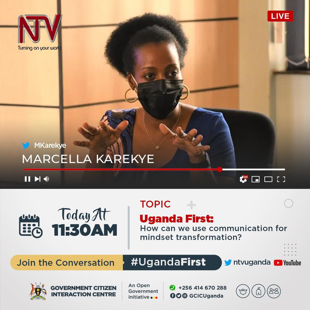 HAPPENING NOW: @GCICUganda Director, @MKarekye live on @ntvuganda to talk about ‘How can we use Communication for Mindset Transformation.’ #UgandaFirst