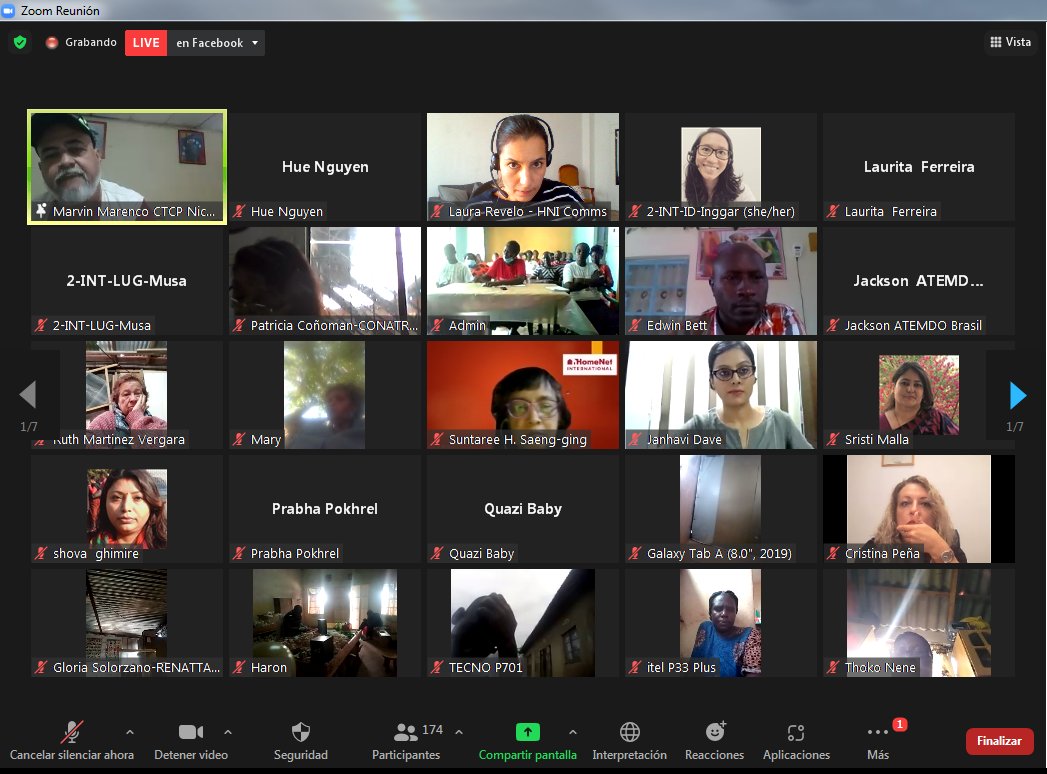 HomeNetInt's tweet photo. Workers from around the 🌎 joined us in yesterday's celebrations of #HomeBasedWorkersDay! Hundreds of participants got together in our online event! 👏👏👏

They are calling for recognition of their rights as workers and demanding Universal Social Protection for all!

#OCT20HBW https://t.co/WV3l01Ykmc