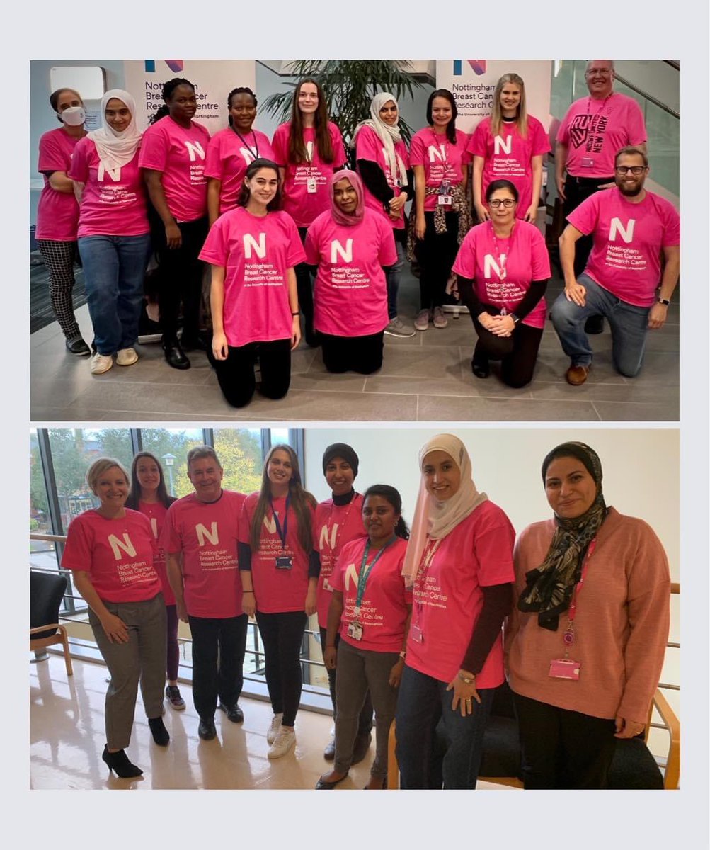 Yesterday our members wore pink at work not only to increase awareness of breast cancer but celebrate our breast cancer research in Nottingham. You can find more about us at nottingham.ac.uk/research/group…

#BreastCancerAwarenessMonth #BreastCancerAwareness #breastcancer