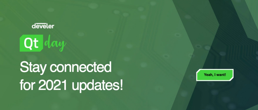 QtDay's tweet photo. 💚 Hi! Receive updates about #QtDay, subscribe to our Newsletter! #qt #qtdev @develer
✅ https://t.co/j7pdZ7DWo8 https://t.co/j9OxcBYKnG