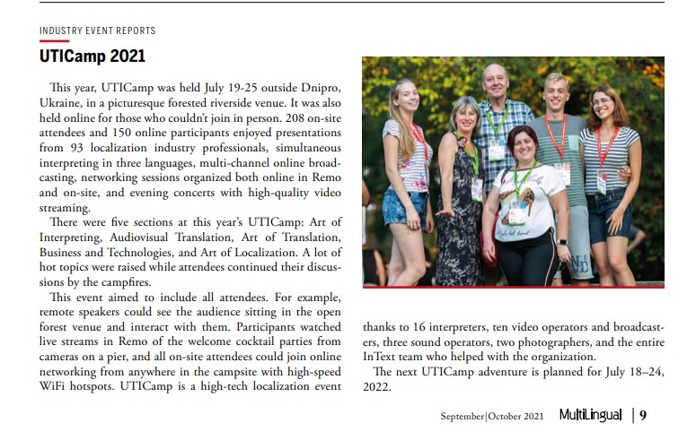 utic_camp's tweet photo. #UTICamp2021 was highlighted in MultiLingual Media magazine! 👏 We are happy the event we organized this summer was covered in the latest language industry news 🙂👉You can find all the videos from #UTICamp2021 on our YouTube channel: https://t.co/k8hU7pHFeP https://t.co/6hwa7s7AqX