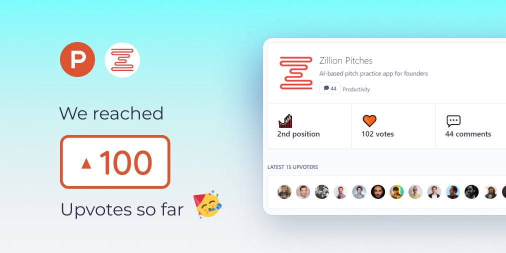 zillionpitch's tweet photo. We hit 100+ supporters! Actually 103 and counting so fast! https://t.co/2y4gbFzzOq