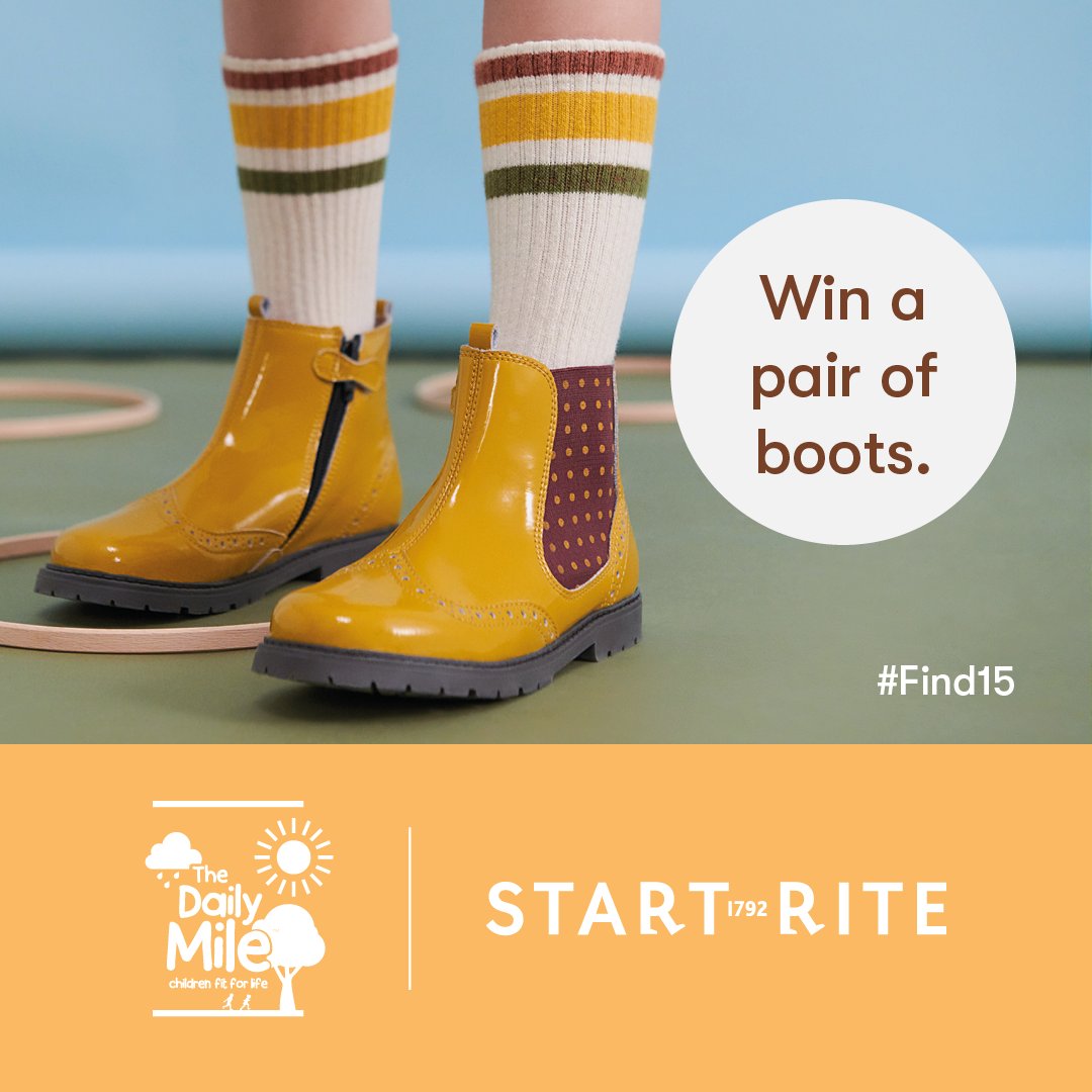 💥 Half-term Competition 💥 In partnership with @StartRiteShoes you could win a pair of autumn boots! 🍂🥾

To enter, set 15-minutes aside each day to run, jog, wheel or walk as a family, and tag us in your photos using #Find15 #DailyMile

More info ➡️ bit.ly/3aU0tPg