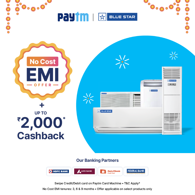 Paytm's tweet photo. We're giving you all the reasons to shop this festive season. Simply ask for Paytm Card Machine and:
✅ #PayInParts with No Cost EMI
✅ Get up to ₹10,000 Cashback
✅ Enjoy offers on top brands & banks