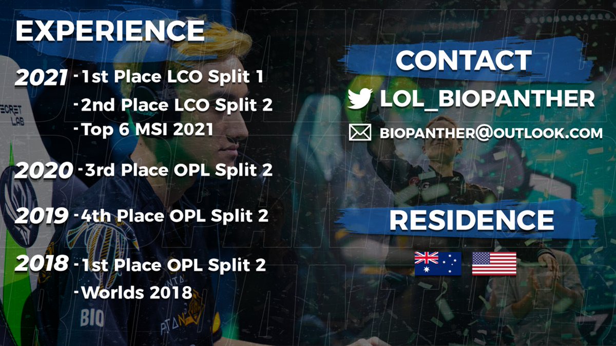 LFT Post
PGG has allowed me to explore my options for 2022 still contracted with them until Oct30

Looking for Top Lane opportunities in NA and EU

Can reach me through any of my contacts, excited for what’s next!