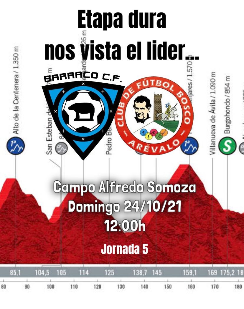 Este domingo 24 a las 12:00 en el Alfredo Somoza nos visita el líder <a href="/BoscoarevaloCf/">C.D.Bosco de Arévalo</a> . Partidazo, necesitamos de nuestra afición. Fuerza Barraco.
