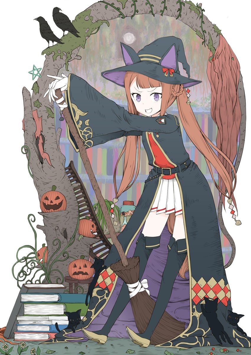 sweep tosho (umamusume) 1girl hat witch hat animal ears book horse ears tail  illustration images