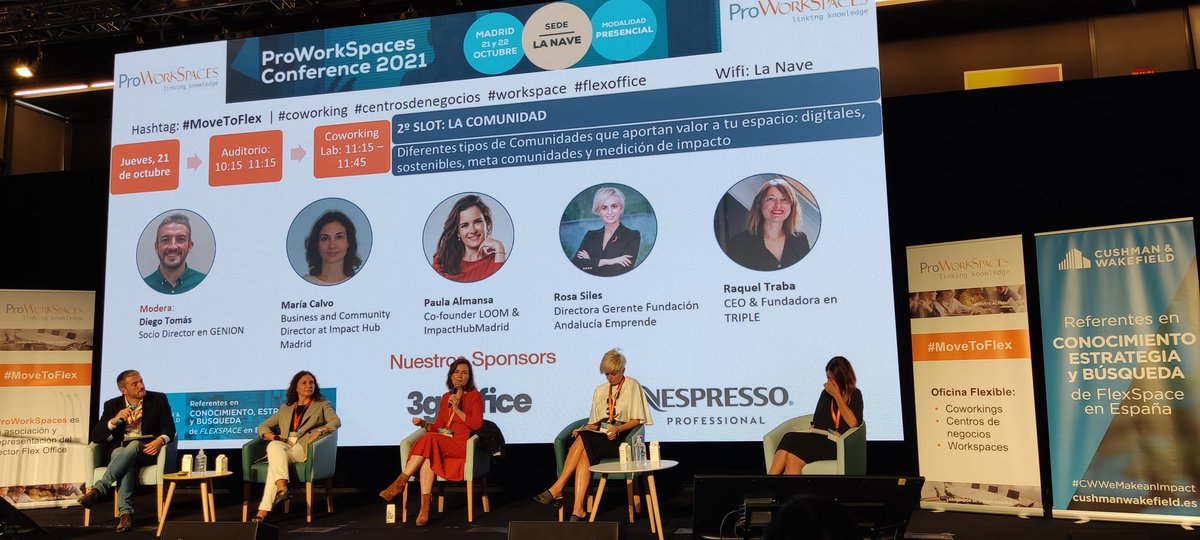 @almansap, cofundadora de #LOOM: “Para crear una comunidad hay que invertir tiempo y recursos y tener herramientas para darle continuidad. La comunidad es clave para fidelizar a los usuarios".

#MoveToFlex #coworking #ProWorkSpacesConference