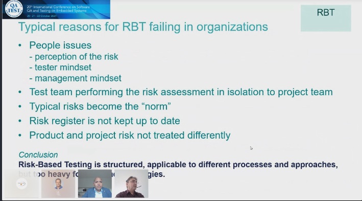 QATestBilbao's tweet image. We open the Track 3: #TestingTechniques and approaches with Rachid Kherrazi - @AKKA_Tech  & Goce Naumoski - @ASMLcompany . They will explain Risk-Based Testing and Reporting approaches in detail and will show the results achieved by applying these approaches in an industry case.
