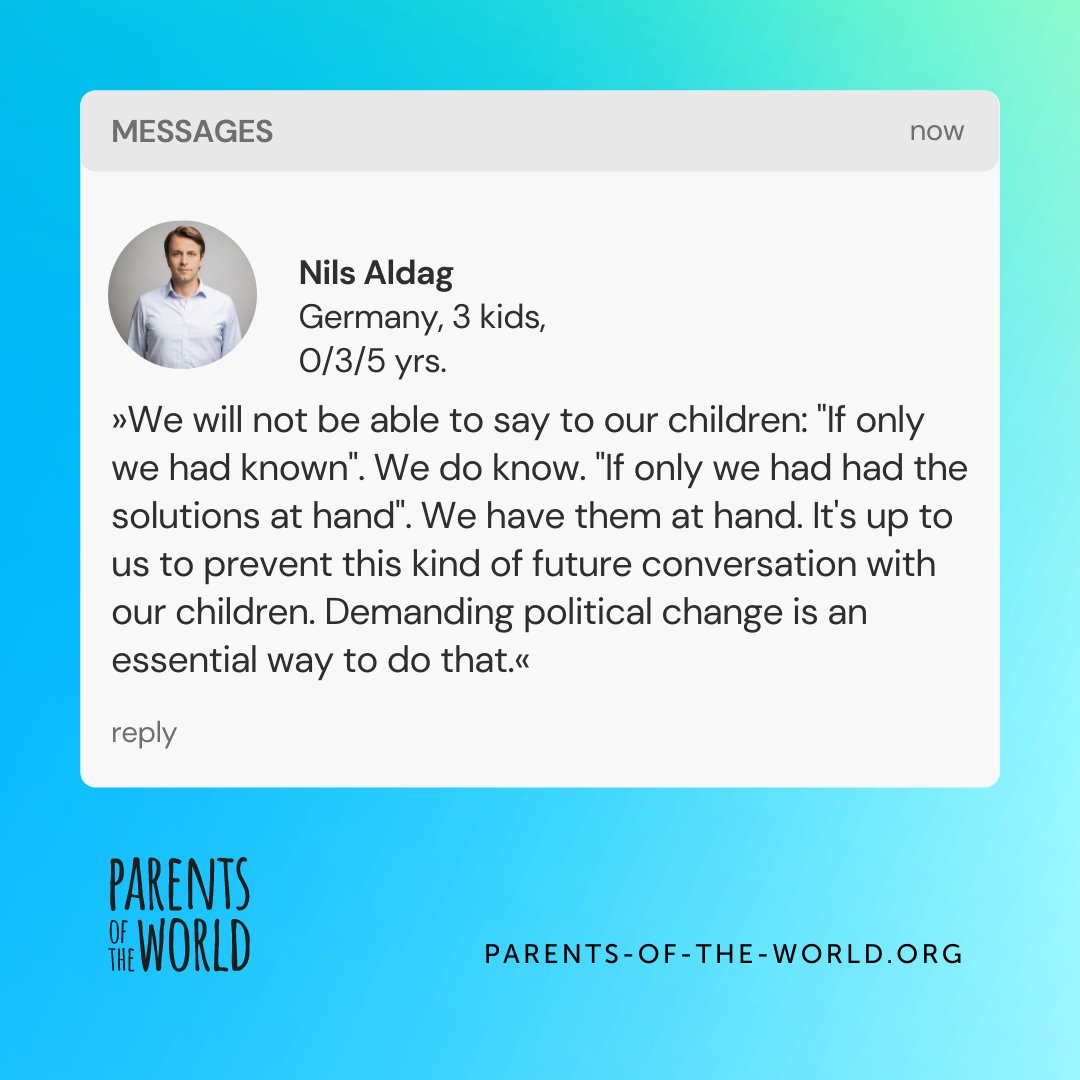 parentsofworld's tweet photo. This is the kind of future conversation we'd like to avoid. Check out more testimonials from parents around the world at https://t.co/tLPK3VspeA. 

#parentsoftheworld
#climatechange https://t.co/e8SMG8kjeq