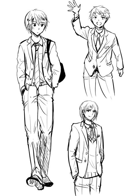 ブレザー男子を描く練習 