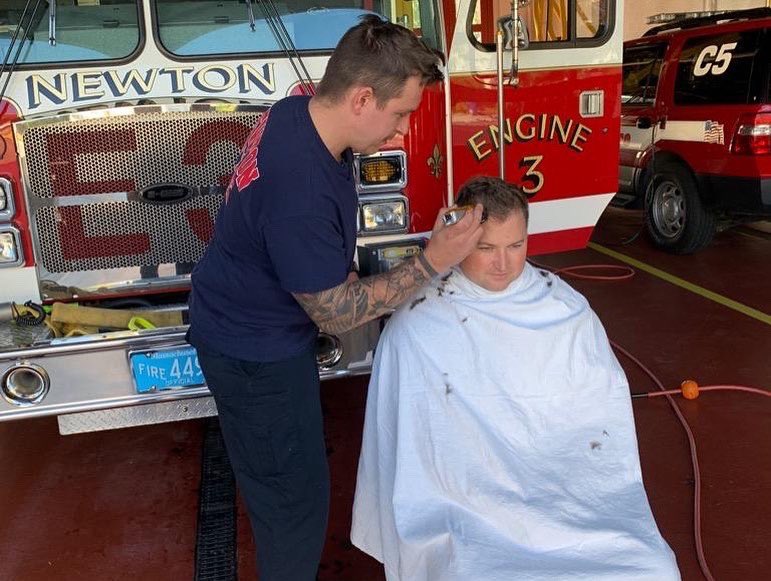 We have several families on our department that are going through the tough battles of childhood cancer. E3/G3 wanted to share their support to those families. They all stepped up by doing a group haircut, and shaving their heads. 2/3