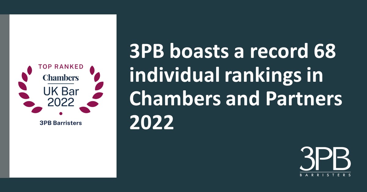 3PB (@3pbchambers) on Twitter photo 3PB welcomes a record 68 individual rankings in Chambers and Partners 2022, almost doubling its rankings since 2020.
Many congratulations to the 58 barristers who have been ranked across 16 areas of law.
<a href="/ChambersGuides/">Chambers and Partners</a> #Chambers2022 3pb.co.uk/3pb-record-68-⦠3PB welcomes a record 68 individual rankings in Chambers and Partners 2022, almost doubling its rankings since 2020.
Many congratulations to the 58 barristers who have been ranked across 16 areas of law.
<a href="/ChambersGuides/">Chambers and Partners</a> #Chambers2022 3pb.co.uk/3pb-record-68-ā¦