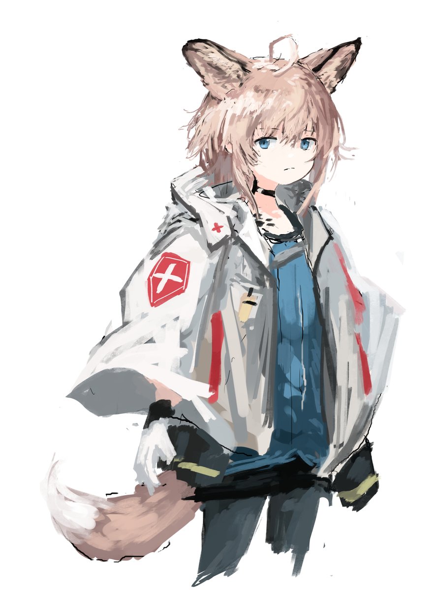 sussurro (arknights) 1girl solo animal ears tail blue eyes pantyhose white background  illustration images