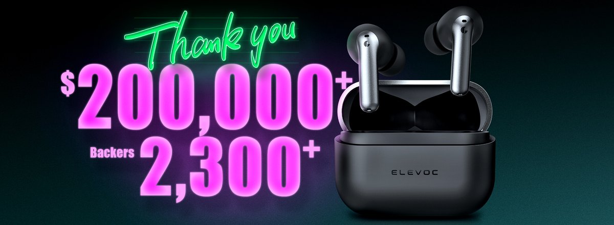 🎉200K Funded &amp; only 17 days left!
Thank you so much to our 2,390+ backers, we’ll start to arrange the first-batch shipment in late October. Get ready to enjoy clear calls!!!
⏰Price will go up soon, grab your Elevoc Clear now at $69 Here (47% OFF): bit.ly/3z5Ijno