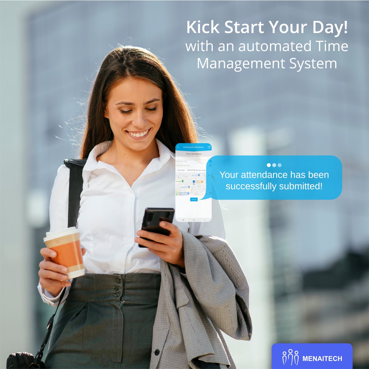 menaitech's tweet photo. Clock in and out at the tap of a button!
Join the digital workplace and allow your employees and managers to conduct a range of requests from their mobile devices with MenaME-Plus® application.
Learn about its many features here: https://t.co/PLFwAESjrI
#DigitizingHR https://t.co/yVYOujyKhX