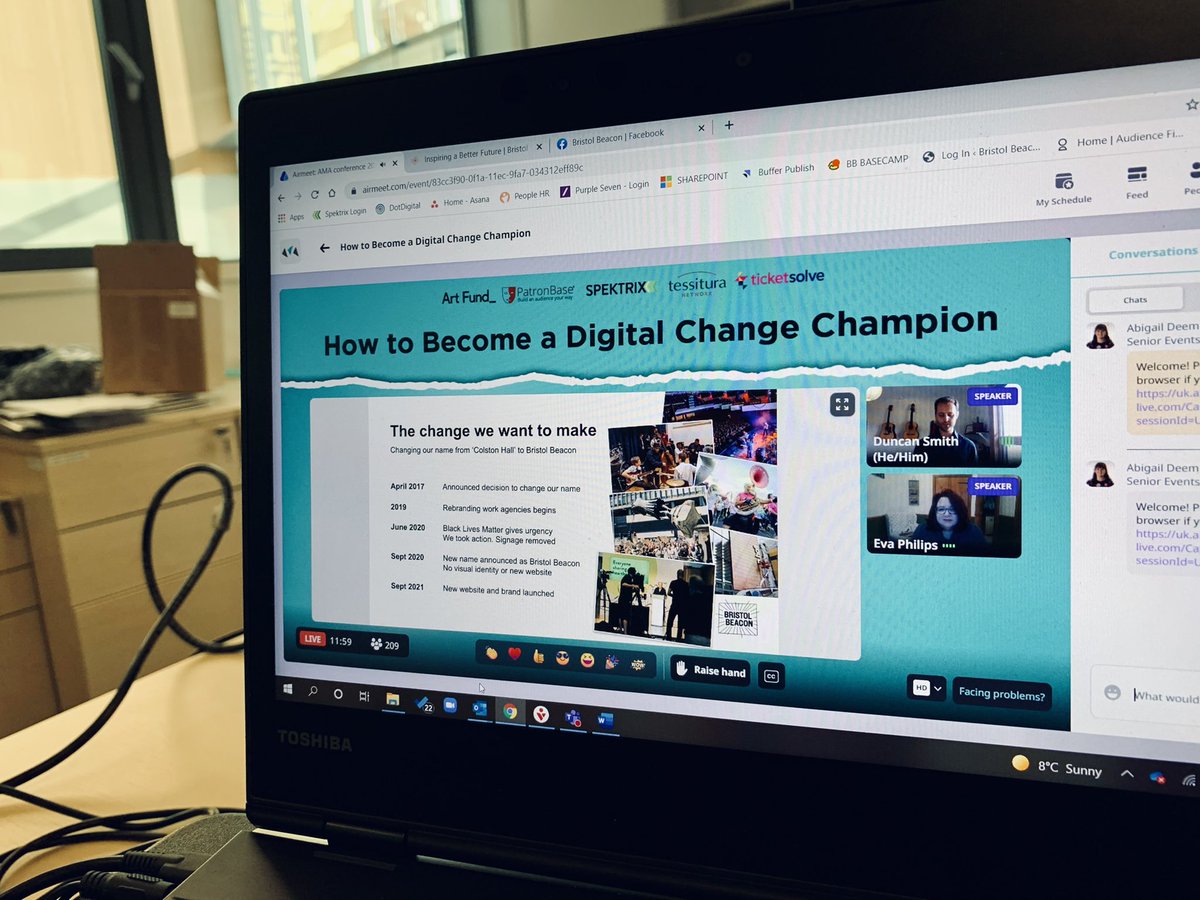 At <a href="/Bristol_Beacon/">Bristol Beacon</a> HQ listening to <a href="/Duncan5mith/">Duncan Smith</a> and Eva from <a href="/BMusic_Ltd/">B:Music, responsible for Symphony Hall & Town Hall</a> talk being Digital Change Champions at <a href="/amadigital/">Arts Marketing Association</a> #amaconference -  and they certainly know their onions! 👏 👏 👏