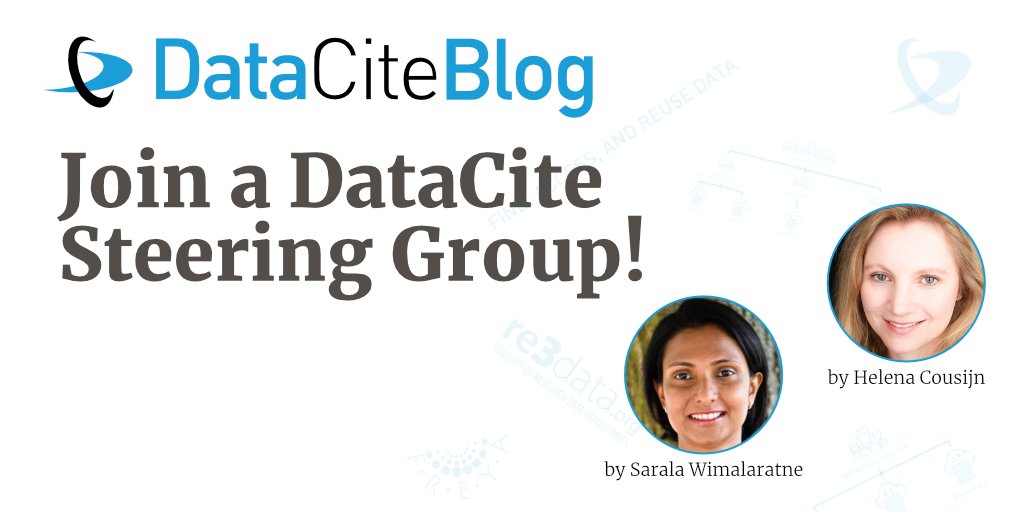 We're happy to announce that we currently have an open call for nominations for new steering group members!
The call will close on November 15, 2021.
For more information about the application process see the latest @datacite blog post:
doi.org/10.5438/0tp2-d…
#MemberDriven #PID