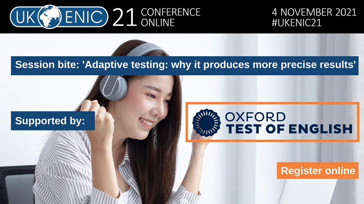 UK_ENIC's tweet image. @OUPELTGlobal will be speaking on adaptive testing: why it produces more precise results at one of our #UKENIC21 conference session bites! 

📝Register here: ow.ly/16dt50GrZg5 #intled #education