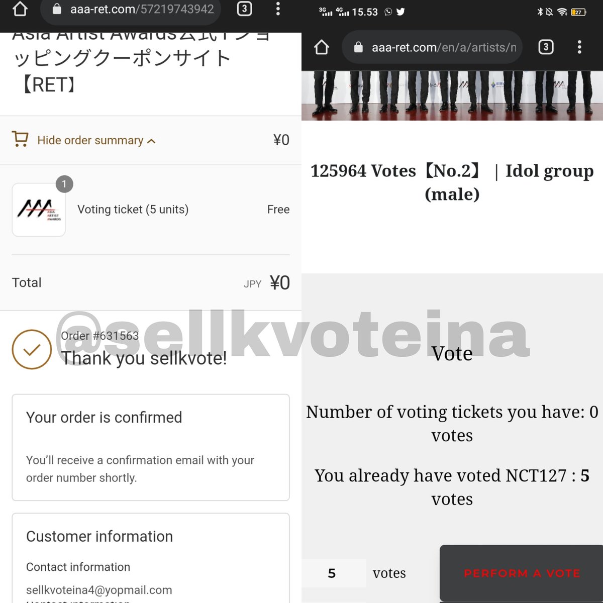 votingseller's tweet photo. WINNER : @NCTsmtown_127 🥳
AAA VOTING TICKET FOR #NCT127

20 tickets = 4 acc✅

#NCT127 #skvinaproofs https://t.co/gc09HttGwY