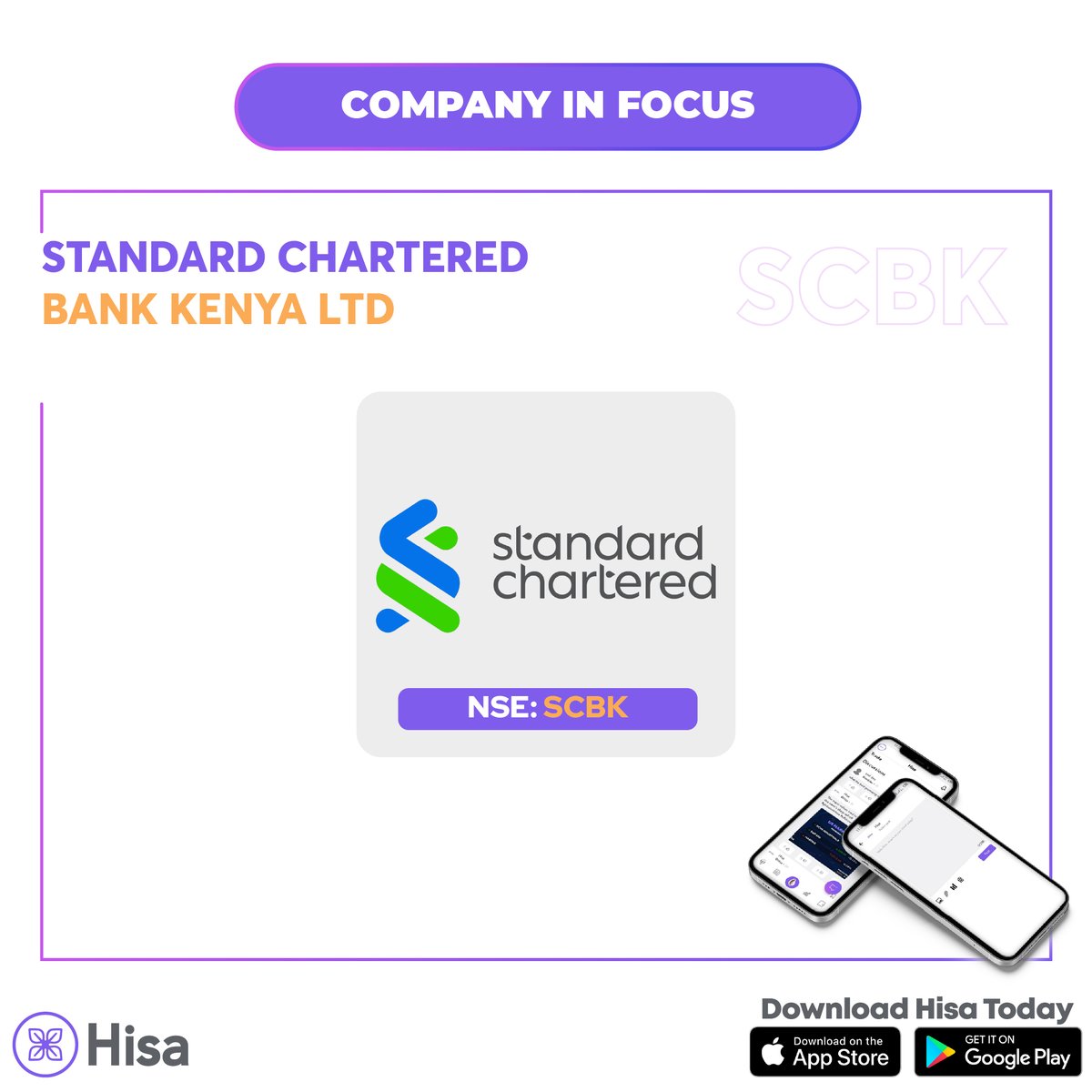 HisaApp's tweet photo. On today's #CompanyinFocus ๐งwe look at Standard Chartered Bank Kenya Ltd. (NSE: SCBK)
Thread... https://t.co/F1yDk9RoM7
