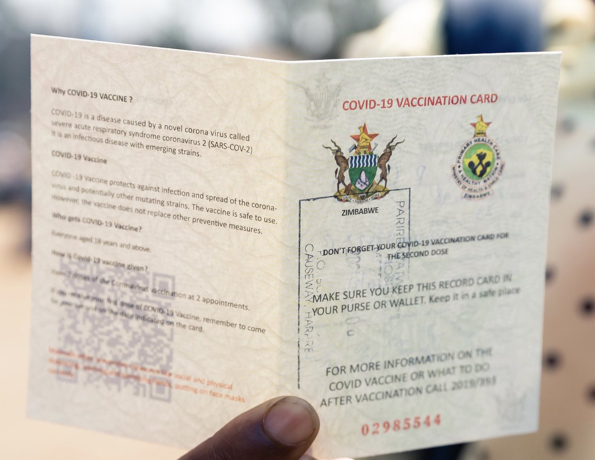 Musvanhiri's tweet photo. Your vaccination card, your passport to enter the stadium. The Sports and Recreation Commission has given the green light for 2000 supporters to be allowed into a stadium to watch the Chibuku Super Cup matches. #VaccinationRewards https://t.co/QSbvlHtyRL