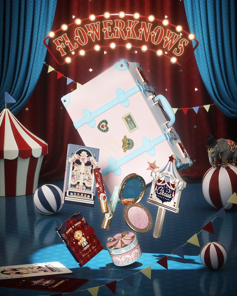 FlowerKnows Grand reveal of all products of the Circus series!🎪 - 🎪-Circus  Satin/Matte Lipstick- A delicate metal case, small and portable Pigmented,  long lasting and not dry on the lips 🎠-Circus Gradient, image size:960x1200